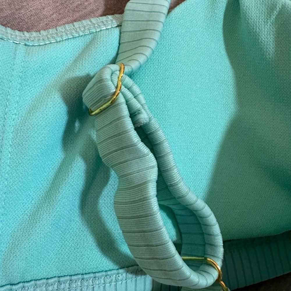 Mint Green Ribbed Bikini Top - Picture 2 of 4